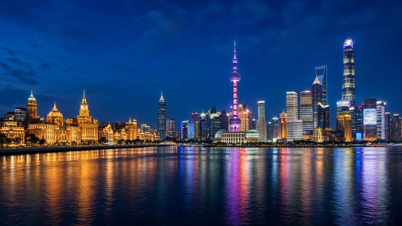 Shanghai Bund skyline at night